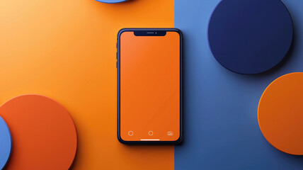 Modern user interface design template. Conceptual mobile phone screen mock-up for application interface. Orange blue white.