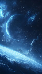 Wall Mural - dark blue horizon glowing with soft light -