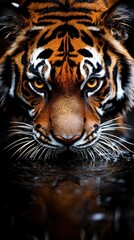 Wall Mural -  A close up of a tiger's face in the water