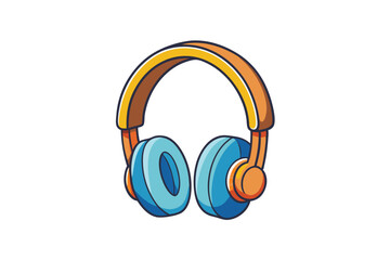 Wall Mural - Colorful cartoon headphones illustration, representing music, audio devices, modern sound equipment, and vibrant digital fun