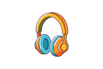 Wall Mural - Stylized cartoon headphone icon with vibrant colors, symbolizing audio, music listening, sound technology, and digital entertainment