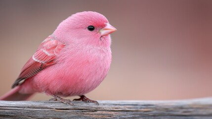 Wall Mural - A small pink bird sitting on top of a wooden branch