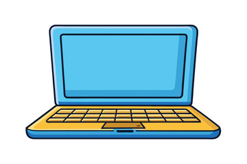 Wall Mural - colorful cartoon laptop illustration, symbolizing modern technology, online learning, digital tools,