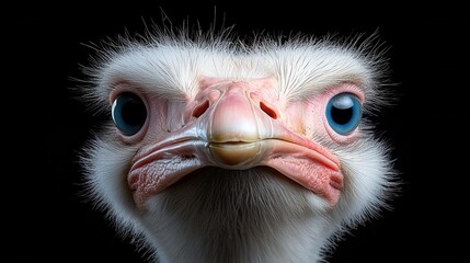 Wall Mural -  A close up of an ostrich's head with blue eyes