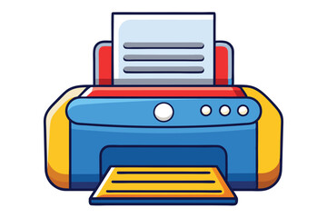 Wall Mural - colorful cartoon printer icon with paper loaded, showcasing a vibrant and modern design on a clean white background, perfect for digital content