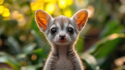 Poster - A close-up shot of a small animal with large ears, suitable for use in illustrations or designs where a cute and endearing creature is needed