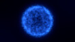 © Всеволод Новіков - Mooving glowing abstract energy sphere with shine blue smooth particles into.Seamless loop animation. Energy ball digital and magical background.