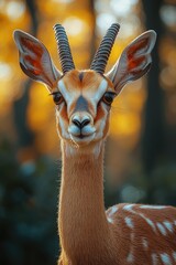 Sticker - A close-up shot of a deer's face with a lush forest in the background, perfect for nature and wildlife-themed projects