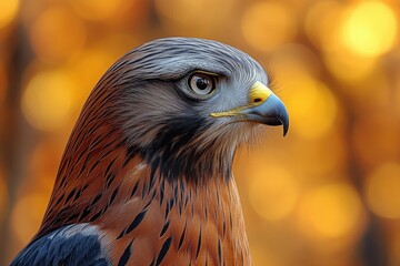 Wall Mural - close-up view of a bird of prey's face, with sharp talons and piercing eyes