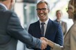 © Anjali - Diverse business executives shake hands in office meeting.