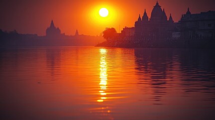 Wall Mural - beautiful sunset scene over calm waters, great for travel or relaxation images