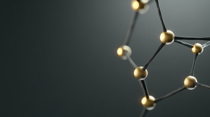 Close-up view of abstract molecular structure with connected spheres