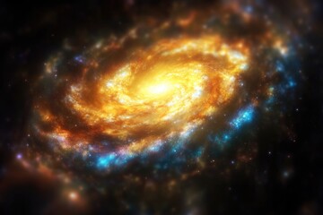 Wall Mural - a spiral galaxy viewed from earth's atmosphere with stars and planets visible