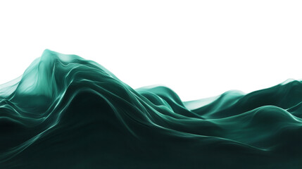 Wall Mural - Dark green smoky wave with dynamic motion and depth isolated on white background