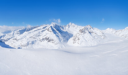 Wall Mural - winter mountain scene. wallpaper or background. cold weather and frost. a place for skiing. ski reso