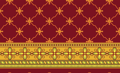 Wall Mural - Ornate Mughal-inspired trellis motifs with vibrant hues, offering a bold statement for fabric and interior design.