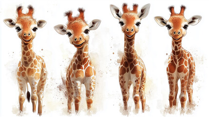 Wall Mural - color drawings giraffe for children's book