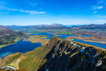 Wall Mural - On the peak of Offersøya, Lofoten Islands, Norway