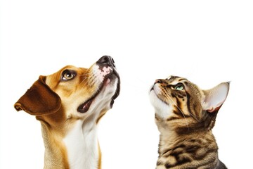 Poster - A curious cat and dog observing the sky together