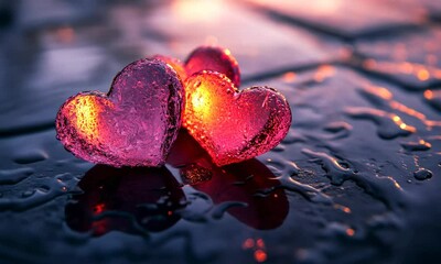 Wall Mural - shining pink hearts