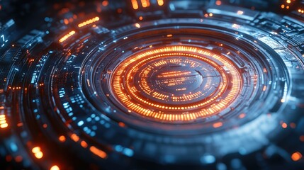 Wall Mural - futuristic technology interface: abstract digital circular design