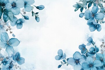 Wall Mural - Blue flowers on white background