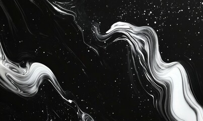 Black marble texture with abstract white line structure, black granite background