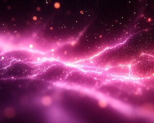 abstract pink energy wave with glowing particles.