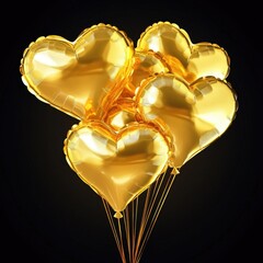 Poster - A collection of gold heart shaped balloons, perfect for romantic gestures or party decorations