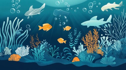 Naklejka na meble Stunning Underwater World with Colorful Fish and Coral Reefs