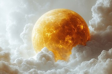 Wall Mural - A sunny day with bright sunlight filtering through white clouds