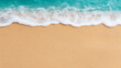 © Florian Dussart - Foamy turquoise ocean waves gently meeting a smooth golden sandy beach