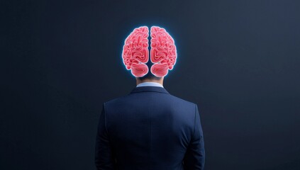 AI Stock. A businessman using AI technology to analyze data, write computer code with a digital brain, and apply machine learning on a virtual screen for business intelligence.