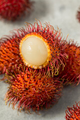 Sticker - Organic Raw Red Thai Rambutan Tropical Fruit