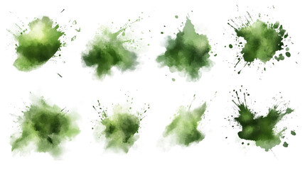 Wall Mural - green paint splashes isolated on white background