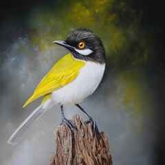 Wall Mural - a bird perches on top of a weathered tree stump, a symbol of resilience and adaptation