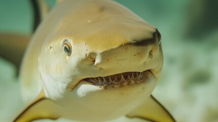 Wall Mural - A close-up view of a shark's mouth open, perfect for use in educational or scientific contexts