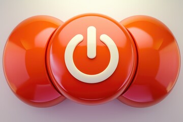 Aufkleber - Abstract 3D rendering of an orange power button, symbolizing on/off, start/stop, activation.
