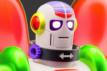 Poster - A vibrant, cartoonish robot with glowing eyes and colorful body parts, exuding a playful and friendly vibe.