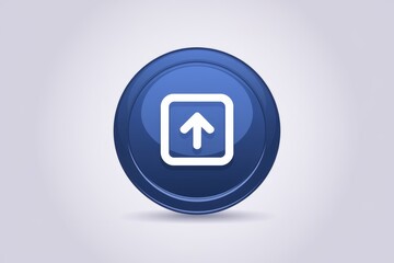 Aufkleber - A blue circular button with a white square and upward arrow, symbolizing upload or elevation.