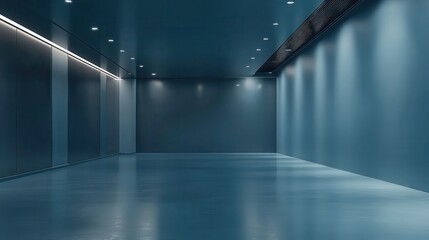 Wall Mural - The open space office is empty and dim. Abstract light effect on office interior background for design.