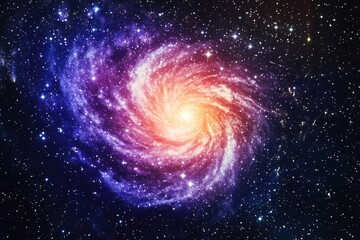 Wall Mural - a colorful representation of a spiral galaxy with many stars in the background