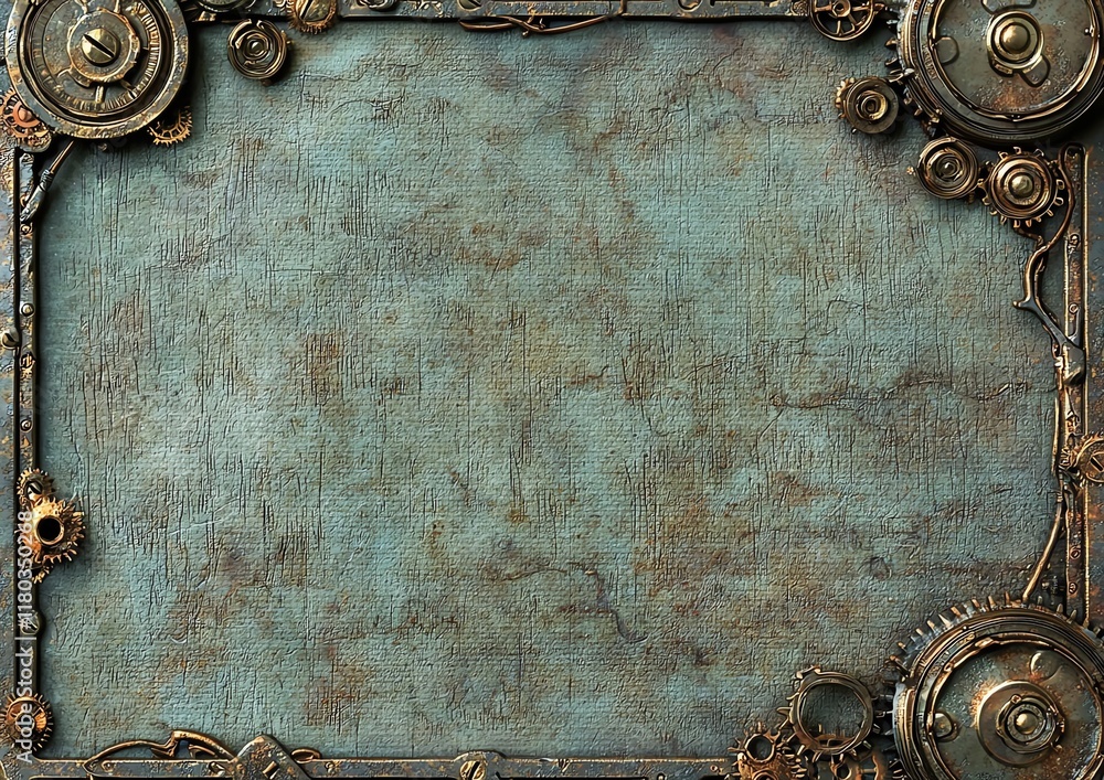 Steampunk-inspired gift certificate with mechanical winged border ...