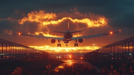 Canvas Print - Airplane soaring through clouds