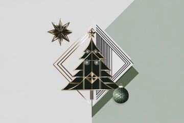 Poster - A decorated Christmas tree with a shining star on top, perfect for holiday decorations or seasonal themes