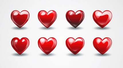 Wall Mural - Red heart icons set Red heart icons set