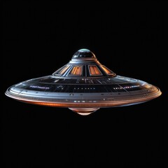 Wall Mural - a spaceship soaring through the dark sky at night, lit by stars and city lights