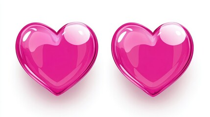 Wall Mural - Pink hearts illustration on a white background - love heart for valentines day background - design banner