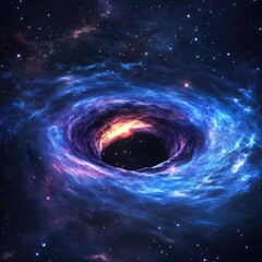 Canvas Print - image of a distant galaxy with a black hole at its center, surrounded by stars and gas