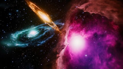 Wall Mural - A pair of stars shining brightly in the dark night sky